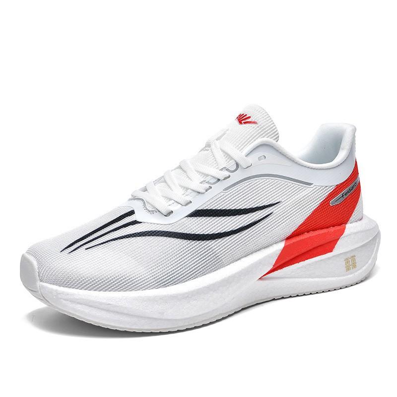 

Feidian 5C couple middle school student physical test sports running shoes, lightweight soft-soled carbon plate shock-absorbing and breathable red r 34