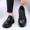 Nowa Moda Skórzane Męskie Buty Casual Oddychające Biznesowe Sznurowane Minimalizm Gruba Podeszwa Męskie Buty Podwyższające Wzrost Buty do Chodzenia