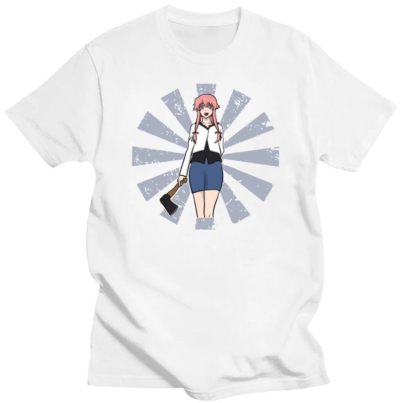 

Футболка Yuno Gasai Retro с японским дневником будущего, мужская хлопковая футболка, стильные футболки с коротким рукавом, японская манга, футболка Mirai Nikki XXXXXL серый
