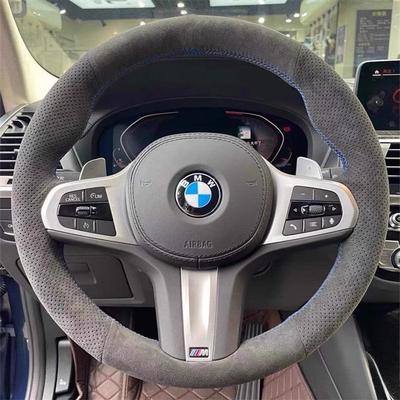 Hand-stitched Blue Line Suede Anti-slip Car Steering Wheel Cover For BMW M Sport G32 G20 G21 G16 X3 G01 X4 G02 Auto Parts