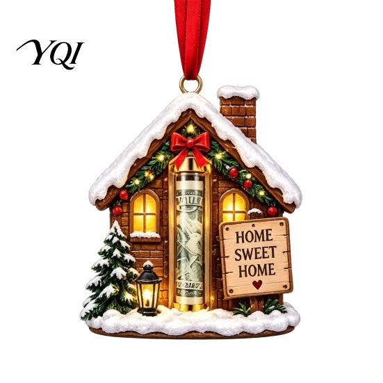 Hanging Money Gift Container Christmas Cash Holder Ornament for Holiday Tree Decorations, Transparent Acrylic Display Box with String Party Favors And