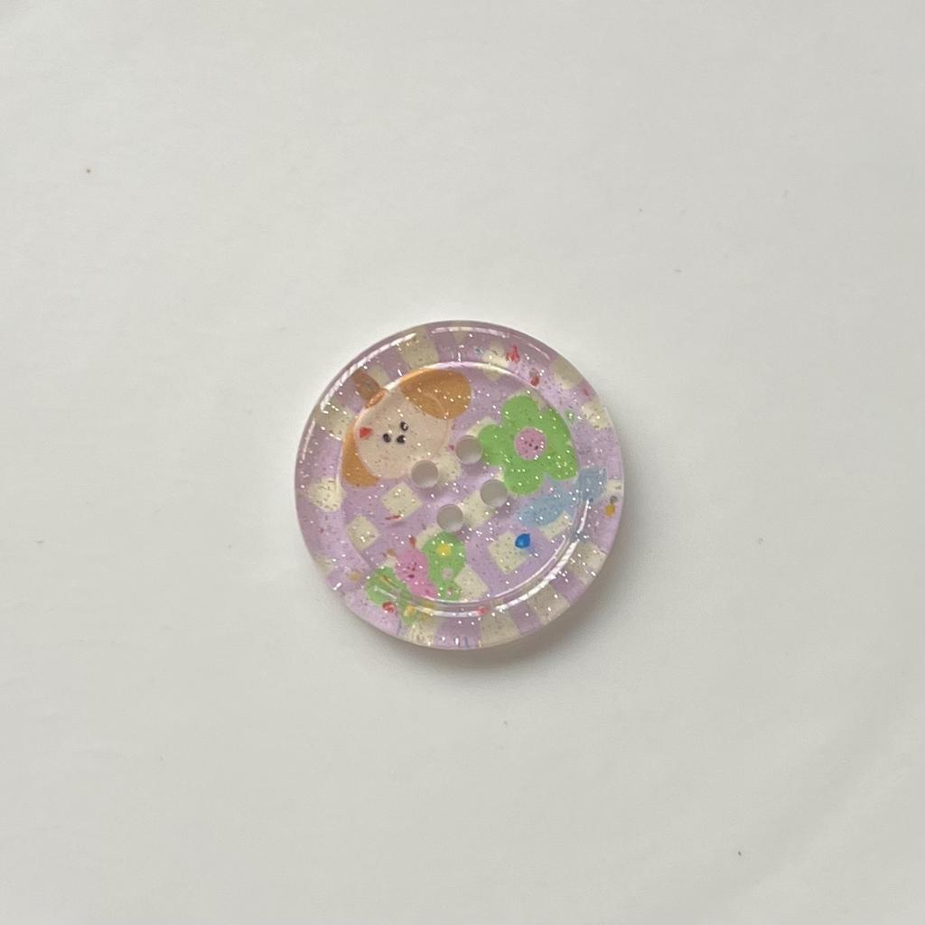10Pcs Shining Powder Cute Cartoon Round Button - Clothing Sewing Accessories for Kids Woman Hairpins Clip DIY Deco for Girls