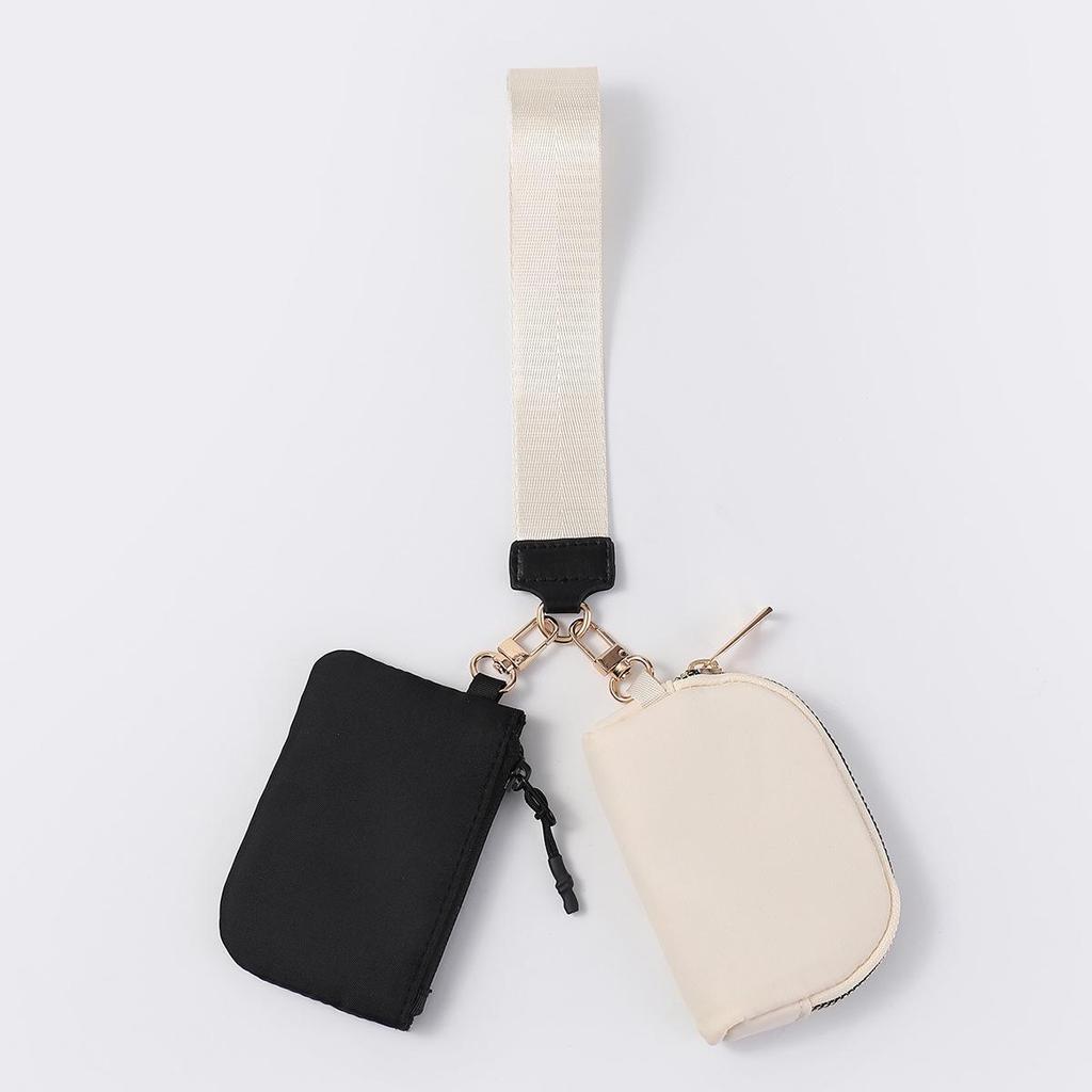 LULU Color Block Waterproof Nylon Coin Purse & Wristlet Key Bag