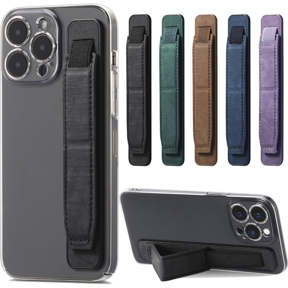 Self-adhesive Leather Phone Holder Wristband Bracket Universal Stand Holder Portable Telescopic Push Pull Phone Kickstand