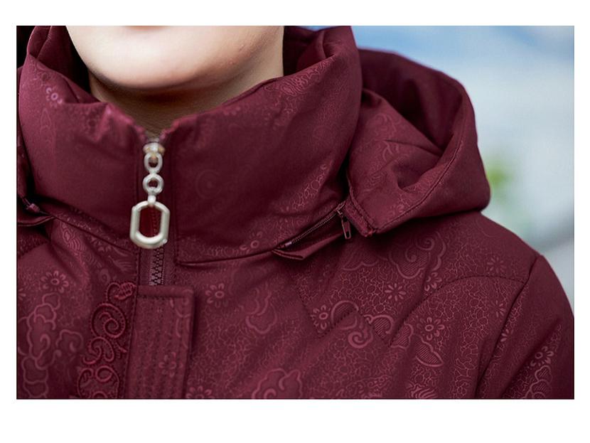 Elderly Women's Winter Cotton Coat with Detachable Hood - Loose Plus Size Warm Jacket for Mothers and Mother-in-Laws