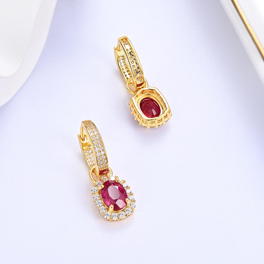 925 Sterling Silver Clasp Earrings 3.74ct Heart Natural Treated ruby,Two Wear Method Design,fine Jewelry for Women's Party Gifts