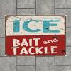 Vintage Fishing Metal Tin Sign Rustic Tackle Decor Wall Art 12x16 Inch