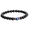 Volcanic Stone & Moonstone Men's Beaded Bracelet with Obsidian Accents