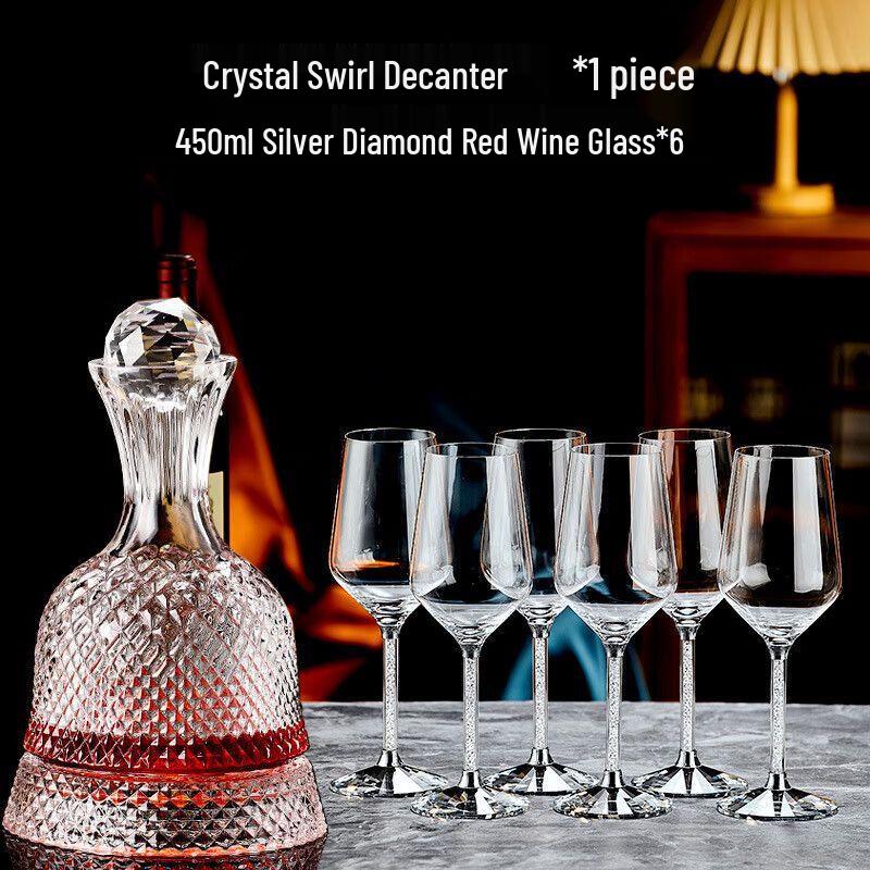 Elegant Crystal Red Wine Glass & Rotating Decanter Set