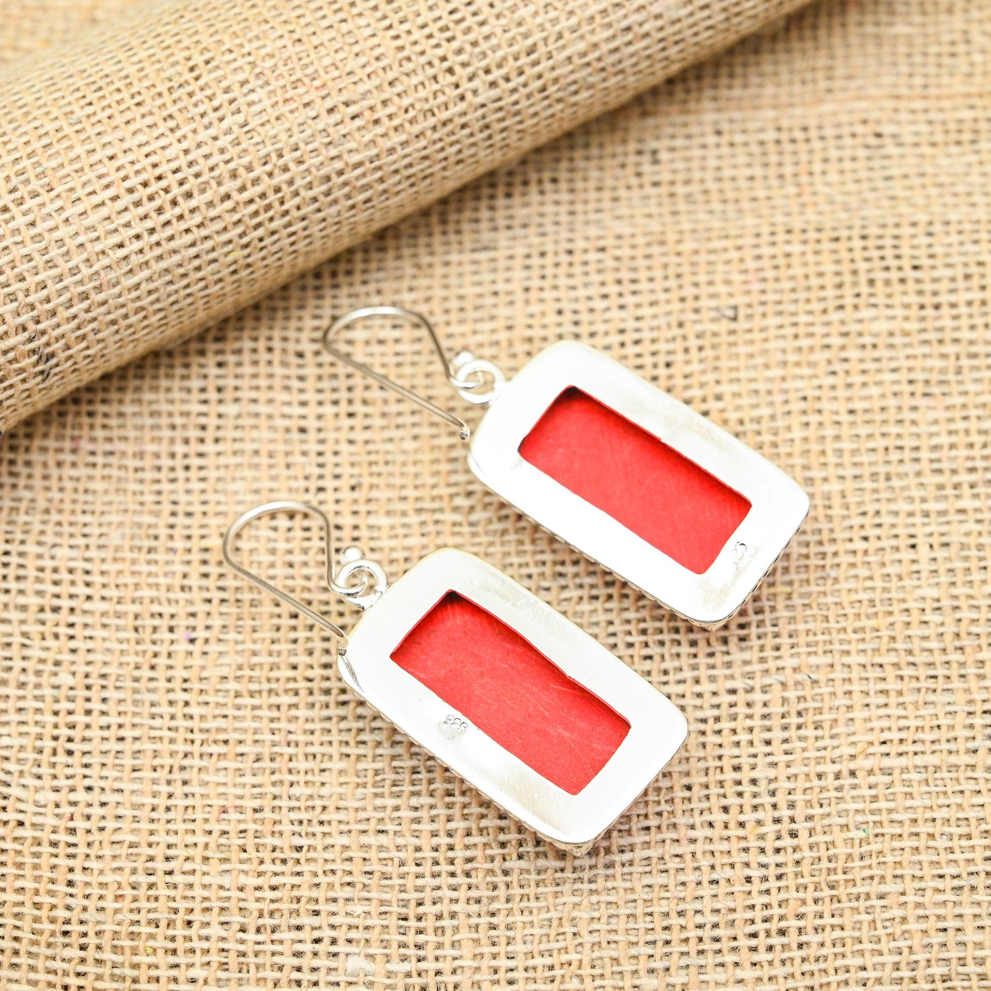 Замечательные серьги из стерлингового серебра 925 пробы с драгоценным камнем из красного — фото 4