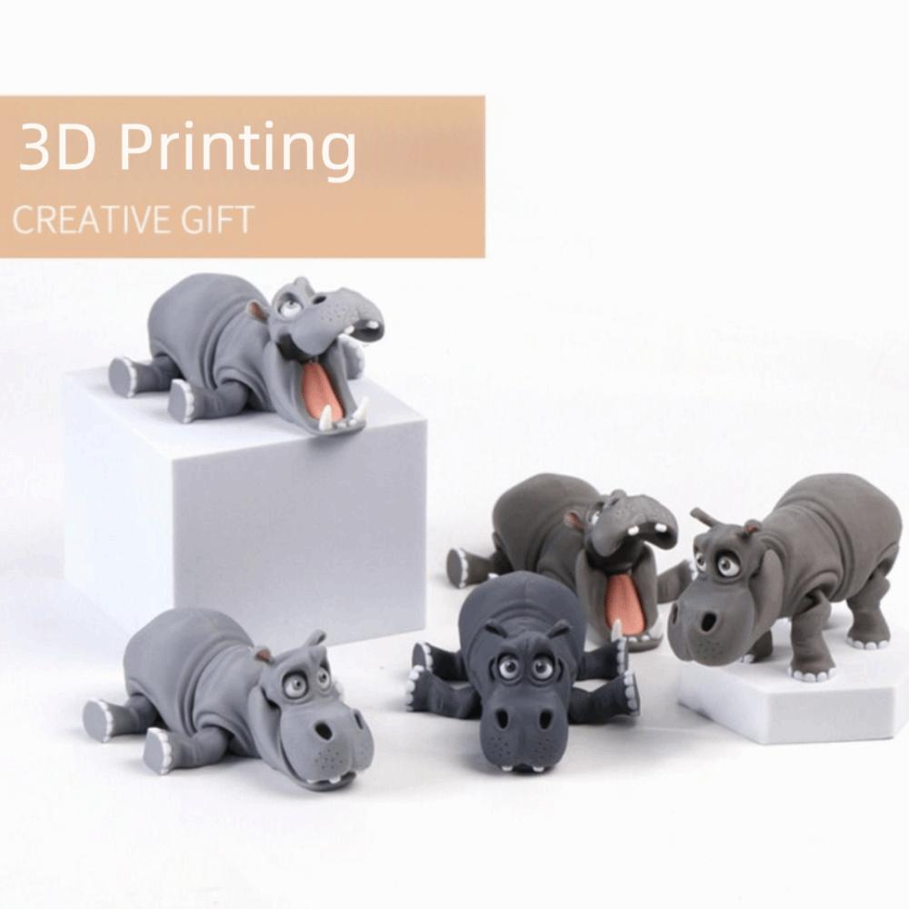 Creative Design Simulation Hippopotamus Model toy Cute Style 3D Printing Home Ornament  Gift Giving