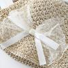 Lace Bow Straw Hat Summer Women's Beach Vacation Sun Hat Foldable Sunshade Sunscreen Bucket Hat