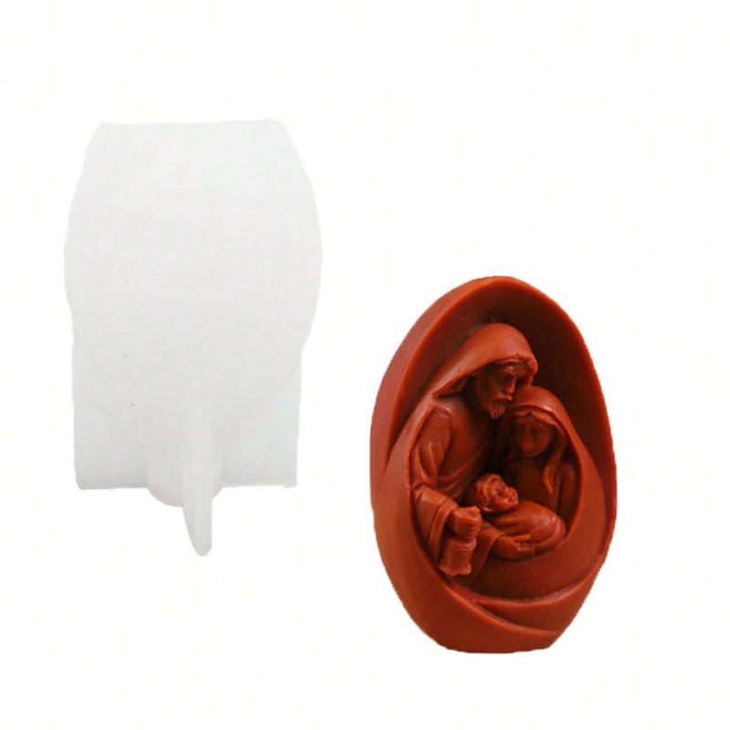 1Pc Jesus Birthday Candle Mold 3D Aromatherapy Candle Home Decoration Silicone Mold Decoration