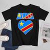 Unisex Congolese Flag DRC Africa Democratic Republic Of Congo HeartShaped Tshirt Tees T Shirts WoUnisex Boys 100 Cotton TShirt