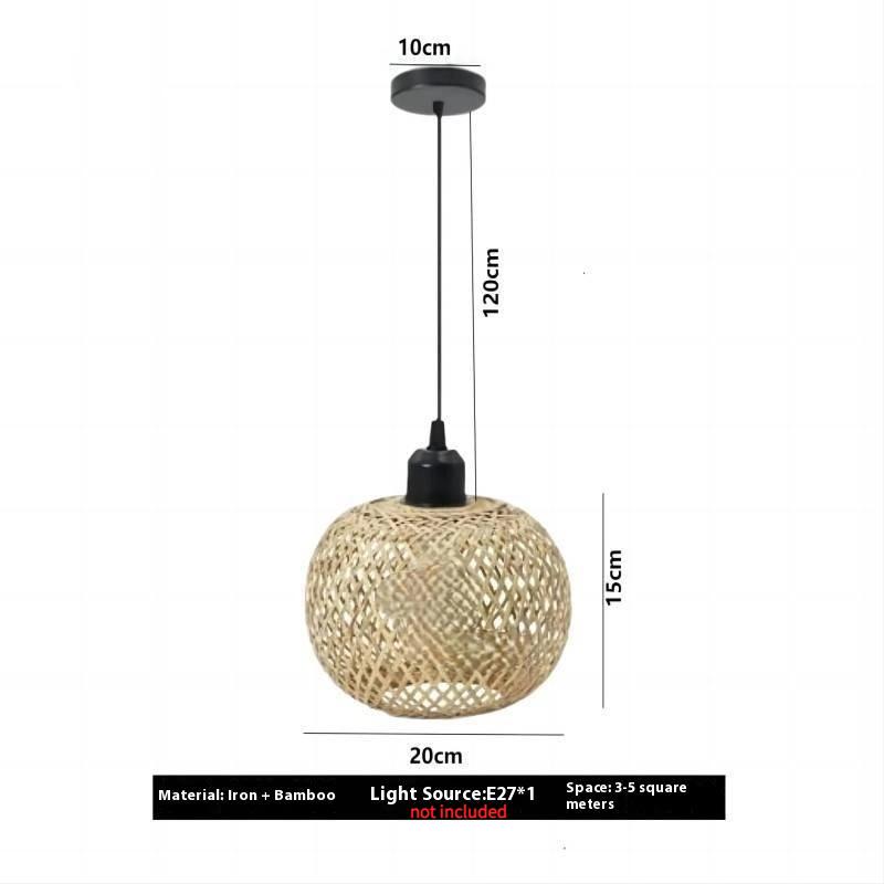 Bamboo Lampshade Ceiling Pendant Lamp Hanging Lamp Handmade Rattan Light Fixture For Restaurant Dining Room Indoor Lighting