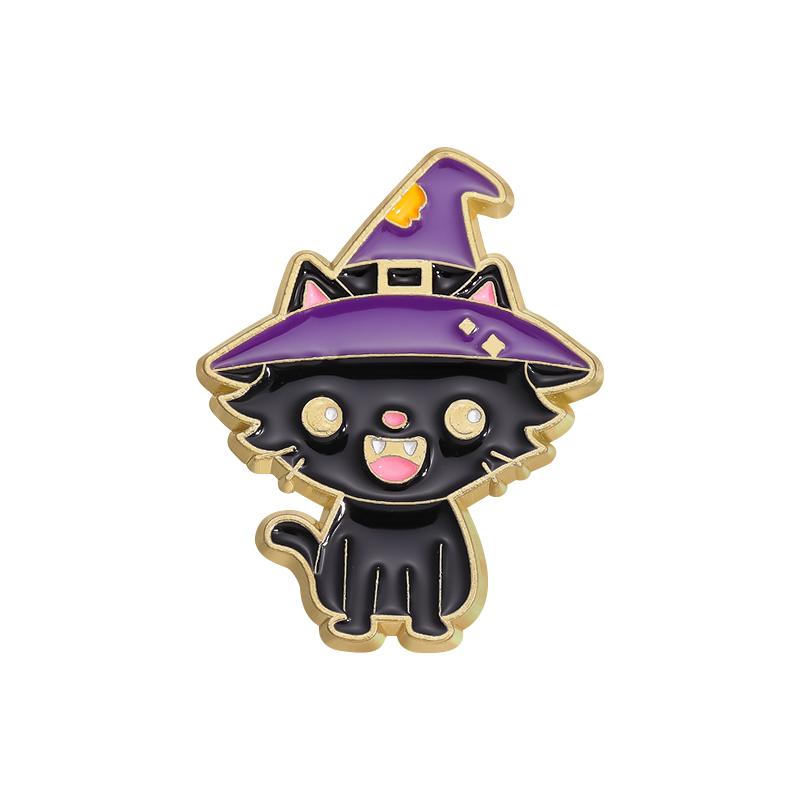 Cute Bat Cat Enamel Pins Custom Halloween Animals Brooch Lapel Badges Punk Gothic Jewelry Gift for Kids Friends