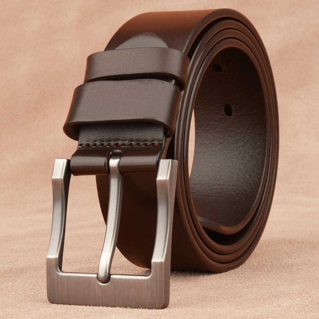 Retro Cowhide Belt Men'S Pin Buckle Belt Business Casual Trendy Men'S Simple Leather Belt