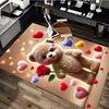 1pc Teddy Bear with Rose Chair Mat - Anime Cartoon Design, Valentine's Day Gift, Non-Slip Carpet for Office and Home Decor.C001
