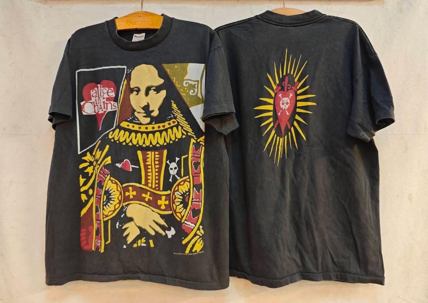 Vintage 1993 Alice In Chains Queen Of Hearts 90s Band Sz.L Black T-Shirt REPRINT Unisex T-Shirt XXXXL
