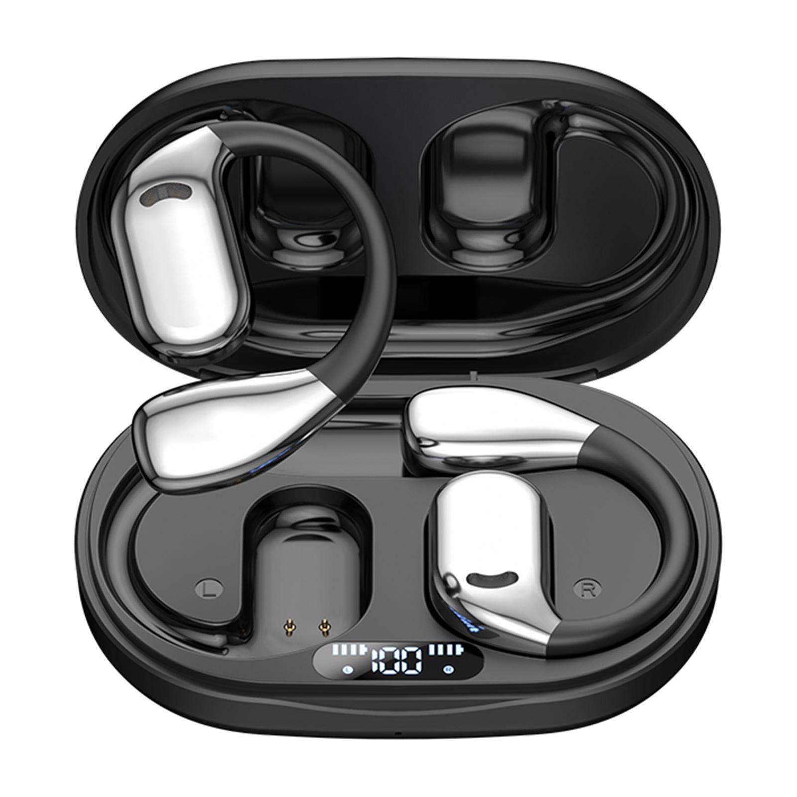 

Беспроводные наушники-вкладыши Bluetooth-совместимые наушники Беспроводной зарядный футляр Цифровой дисплей Водонепроницаемые наушники-крючки IPX5 M75 чёрный