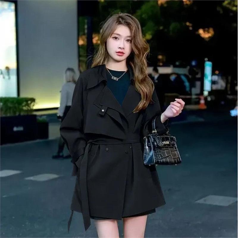 2025 Petite High-End Korean Style Trench Coat – Short Spring/Autumn Fashion
