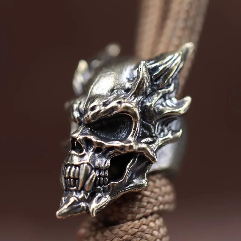 Punk Style Skull Head Brass Knife Bead EDC Outdoor DIY Paracord Woven Lanyard Pendants Bracelets Charms Jewelry Accessories Gift