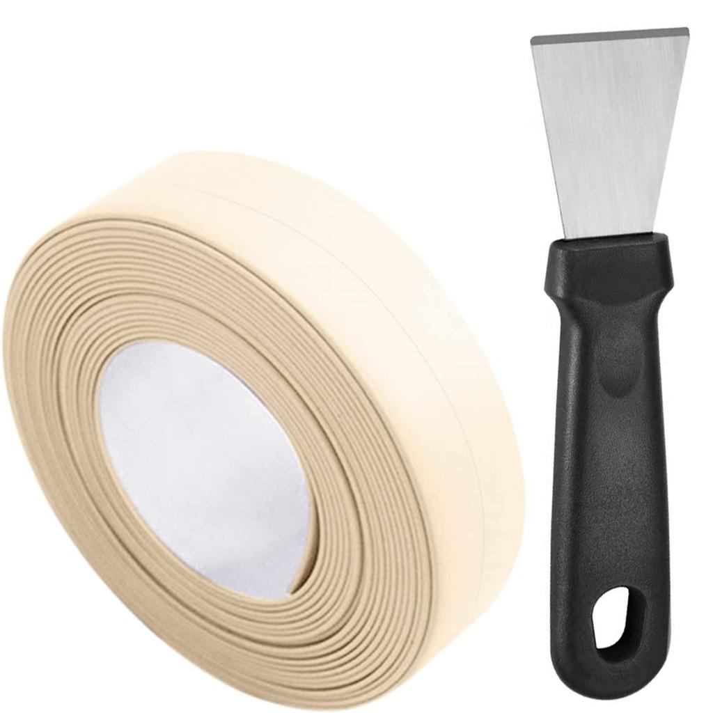 Caulk Tape Waterproof Self Adhesive,Razor Blade Scraper,Bathtub Caulk Strip Sealant Tape for Kitchen Countertop,Sink,Toilet