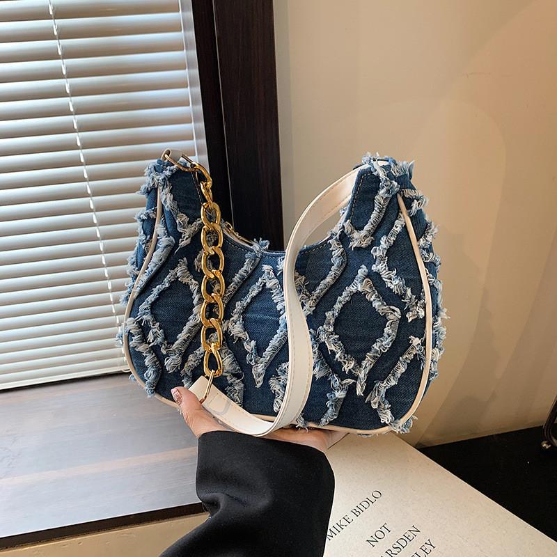 Chic 2024 Summer Small Square Bag With Zipper Closure Retro Style In Deep Blue