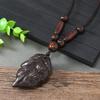 Hand-carved mahogany necklace retro femininity long autumn and winter sweater chain cotton and linen accessories