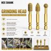 3Pcs Diamond Grinding Head Tile Rotary File Polishing Head For Iron, Stainless Steel, Ceramic, Tile, Fits Drill