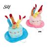 Cat Birthday Outfit Pet Hat Cute Cake Dog Plush Adjustable for Small Medium Dogs Cats Party Accessory Costume