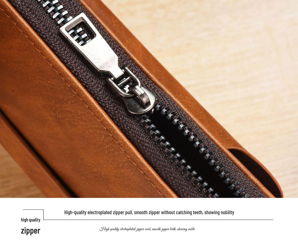 SHABILI Men's Zipper Wallet: Youth Leather Phone Bag & Card Holder, Large Capacity, Multifunctional