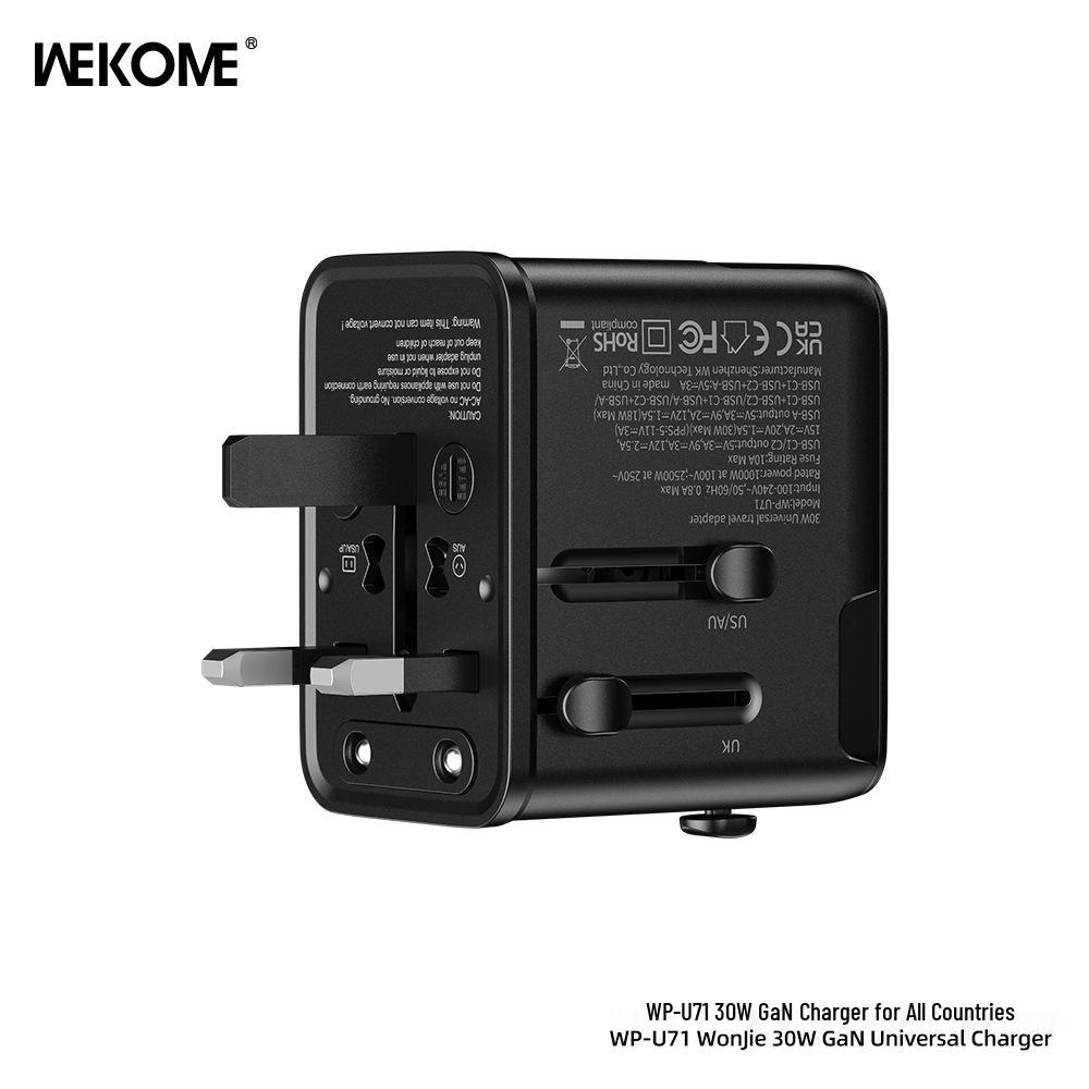 WEKOME Vip 30W Universeller Reiseadapter für EU, UK, USA, 1200W Direktstecker