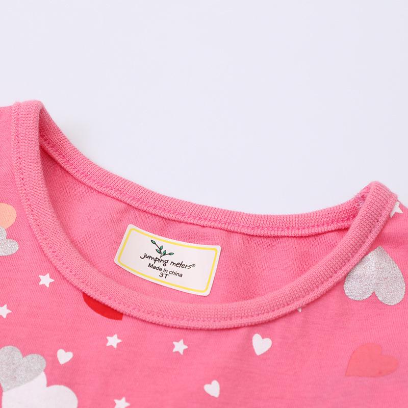 New Summer Heart Pattern Princess Dress - European & American Style, Knitted Cotton, Cartoon Print for Girls