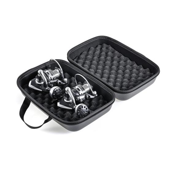 Fishing Reel Bag with Handle Zipper Closure Large Capacity No Partition Portable Protective Case EVA Leather Baitcasting/Spinning/Raft Reel Bite