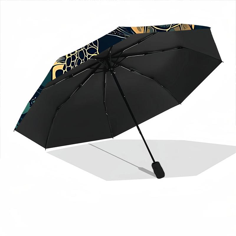 1pc Sea Turtle Flowers Automatic Open 8-Rib Windproof Umbrella, Travel & Commuting, Suitable for All Seasons