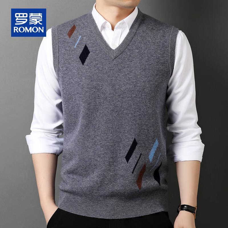 ROMON Men's 100% Pure Wool V-Neck Knit Vest
