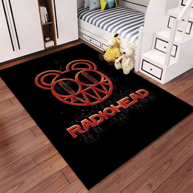 Red Bear Face Radiohead Logo suitable as a non-slip mat for the living room or bedroom sofa