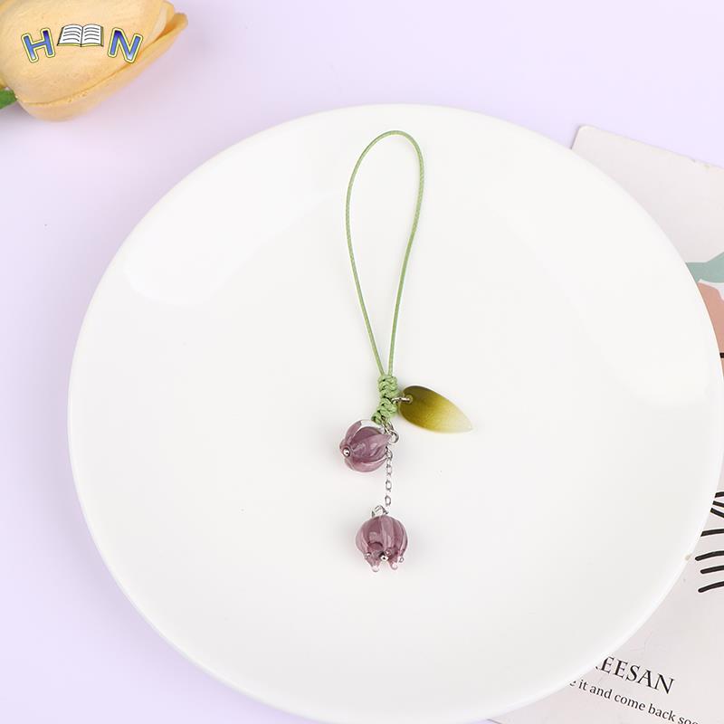 Cute Tulip Flowers phone Strap Lanyards Charms Mobile Phone Case Keychain Car Key Chains Headset Cover Hang