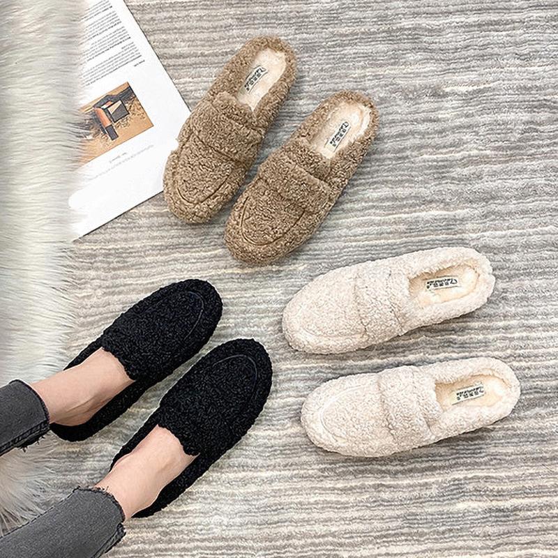 Women's Winter Warm Outdoor Shoes British Style White Snow Boots Casual Flats