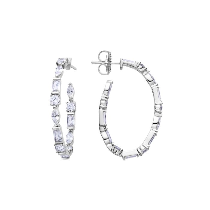 Luxenter Women's Boucles D'oreilles En Argent 925 Avec Zircon Brillant Finition En Rhodié - Grimchi