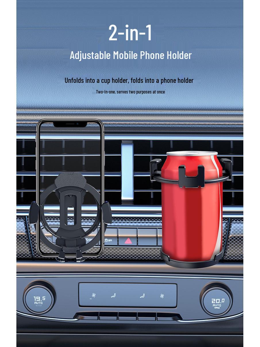 Dual Car Cup and Phone Holder with Air Vent Mount