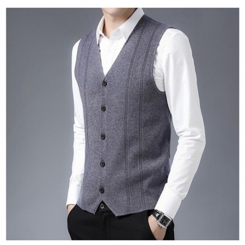 Men S Middle Age Sleeveless Knitted Cardigan Jacquard Dad Vest