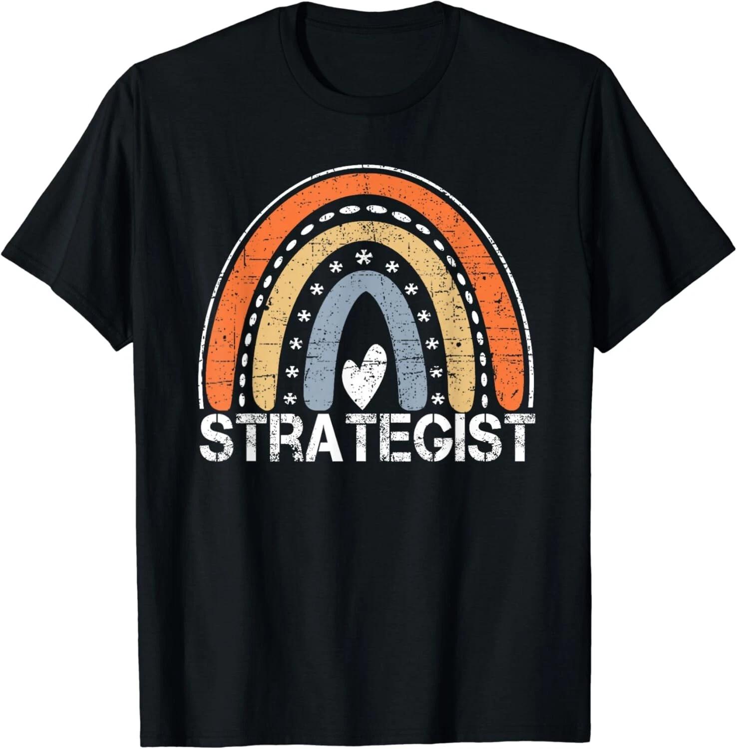 Funny Job Title Worker Vintage Rainbow Strategist Gift Unisex T-Shirt XL