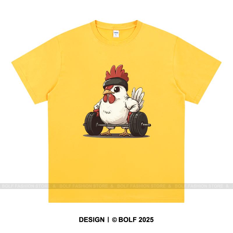 Fitness Kuře Potisk Pánské Tričko 100% Bavlna Nadměrná Grafická Trička pro Muže Ženy Street Wear Topy Trička