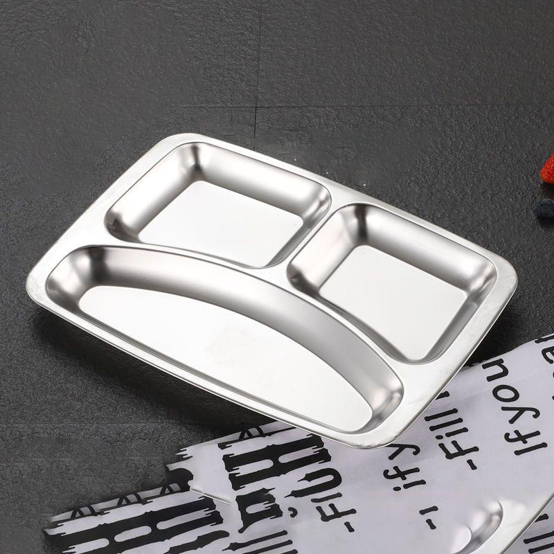 Fast Food Plate 304 Stainless Steel Divided Dinner Tray Lunch Container Food Plate For School Canteen Fast Food Adult Lunch Box