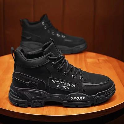 Martin Boots Men's 2025 New Autumn Velvet High-top Tooling Cotton Shoes Trendy Warm Thickened Snow Boots