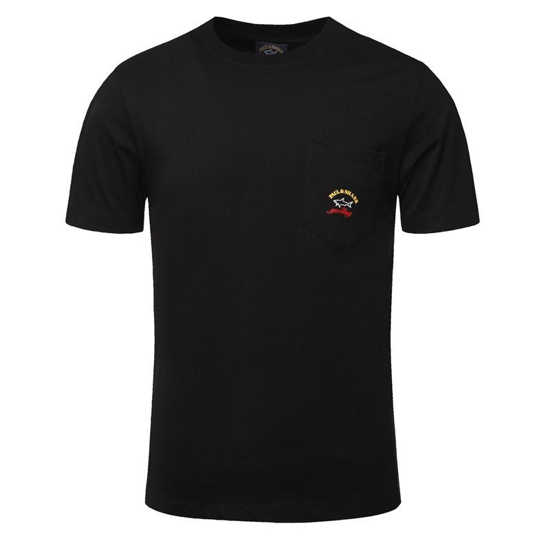 

Paul Shark Shark Летняя однотонная деловая повседневная футболка унисекс с круглым вырезом и коротким рукавом