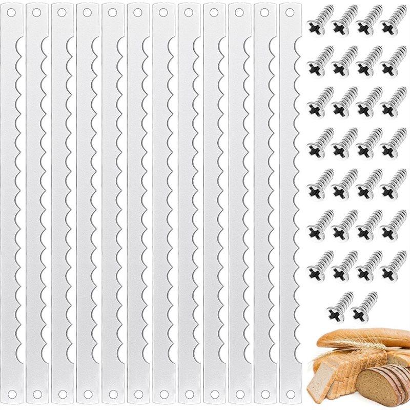 

ABWR-Stainless Steel Replacement Blades 12Pcs Bread Bow Knife With Screws For Homemade Bread For Cakes Wooden Cutting Tool срібний