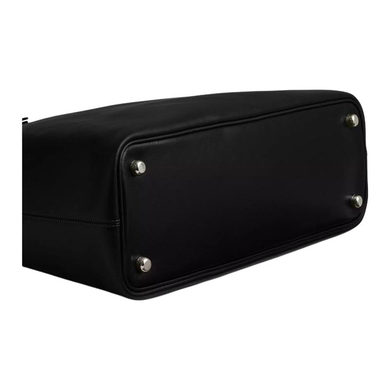 Coach Easton 40 Silver Logo Tote Bag Multifunctional Pocket Shopping Bag Smooth Leather Shoulder Bag Large Women's Black